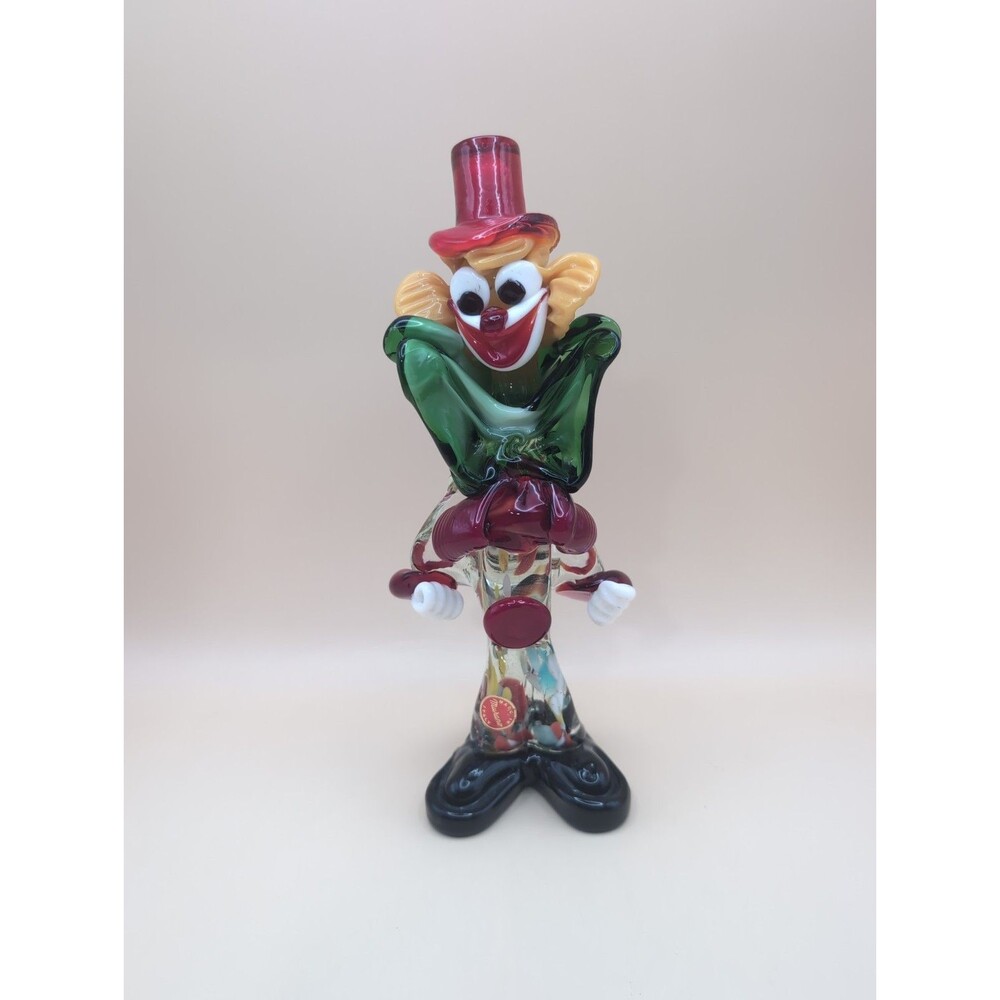 Rare Venetian Murano Italy Hand Blown Art Glass Circus Clown Figurine Sculpture